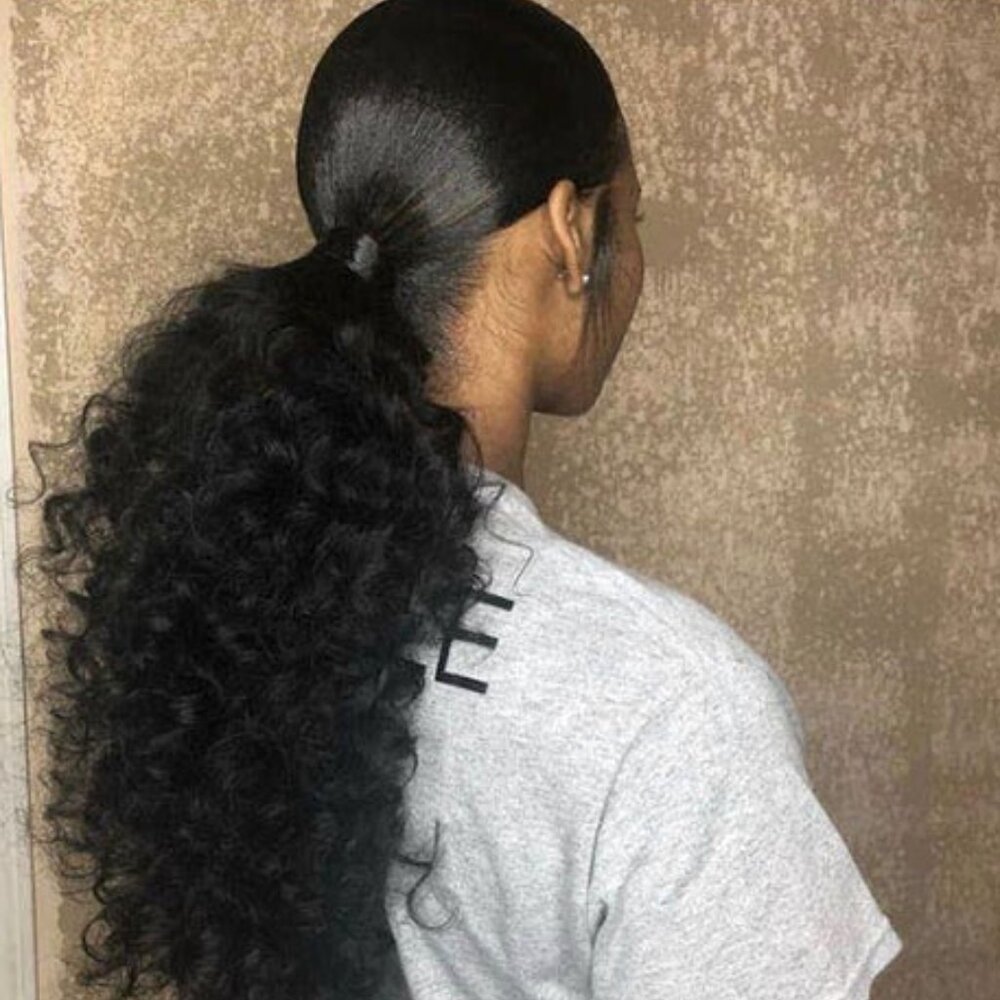 SOLD-30" Voluminous Kinky Ponytail Lace Front Wig Color# 1B